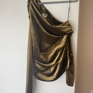 Abercrombie & Fitch Olive Velvet Blouse